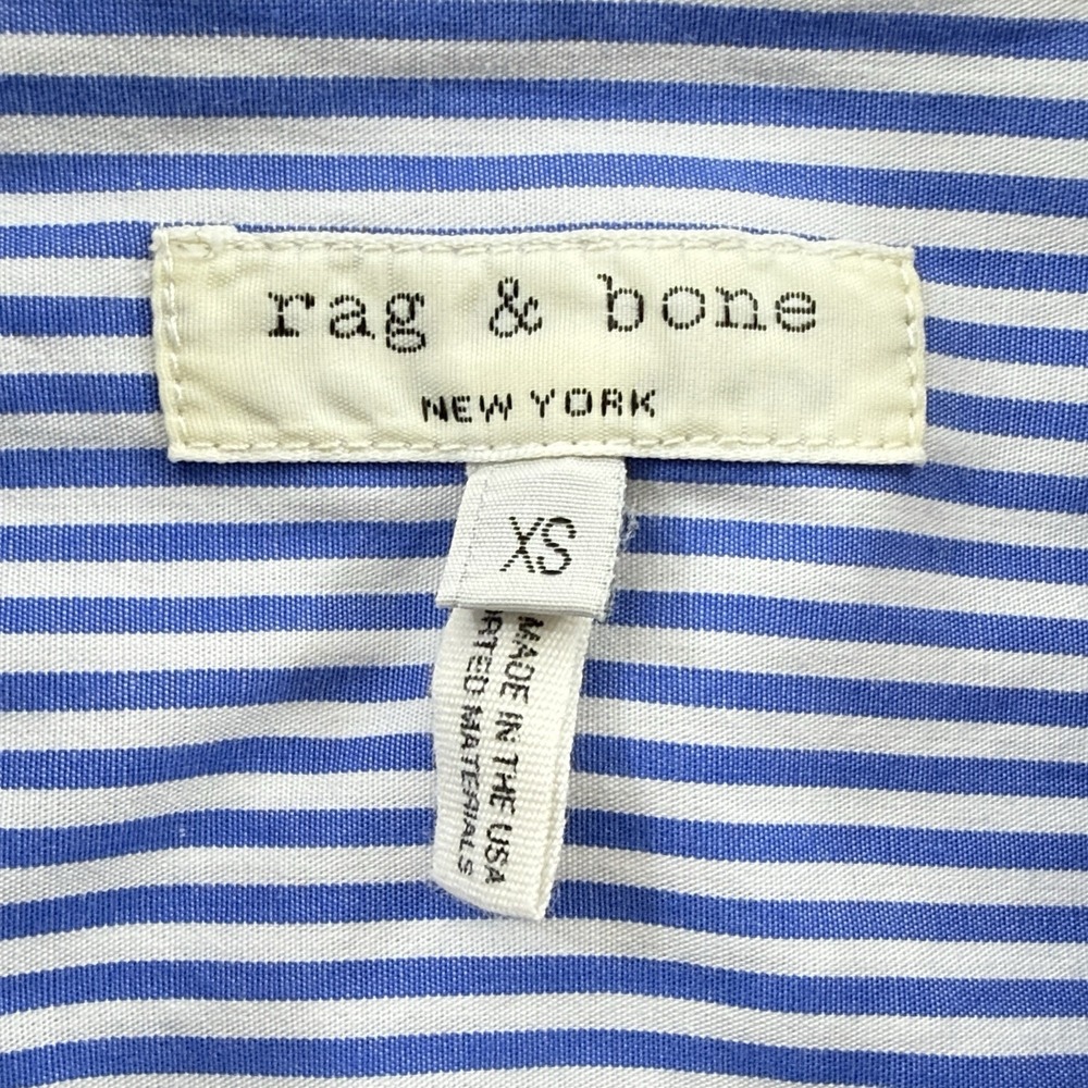 Rag & Bone Shirt Womens XS Blue White Striped‎ Button Up Long Sleeve Flip Cuff - Picture 5 of 10